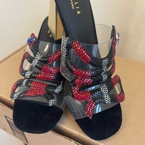Cecelia New York Poppy Heeled Sandals Size 8 SNAKE really unique